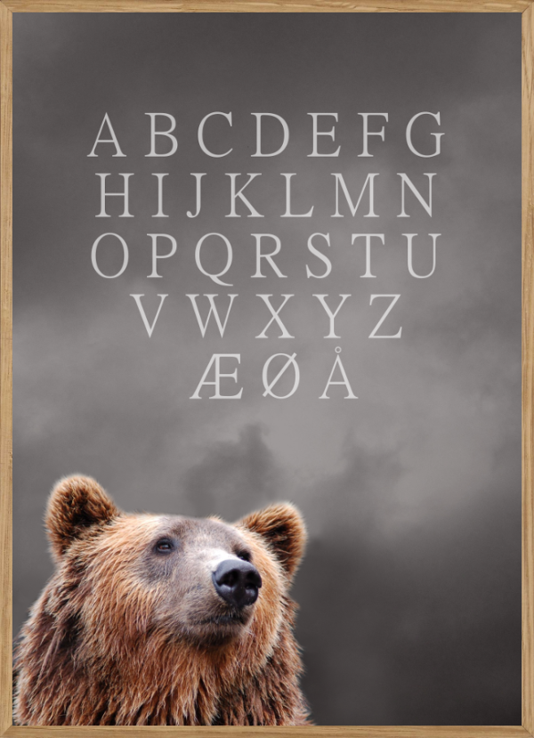 BEAR ALPHABET - BØRNEPLAKAT A3 (29,7 x 42cm) - BØRN > BØRNEPLAKATER - Living Nature