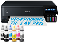 Epson EcoTank ET-8550 - Multifunktionsprinter - farve - blækprinter - kan genopfyldes - A3 (medie) - op til 16 spm (udskriver) - USB, LAN, Wi-Fi(ac), USB vært - sort