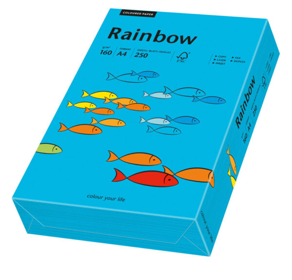Rainbow kulørt kopiappir 160g. A3 blå 87