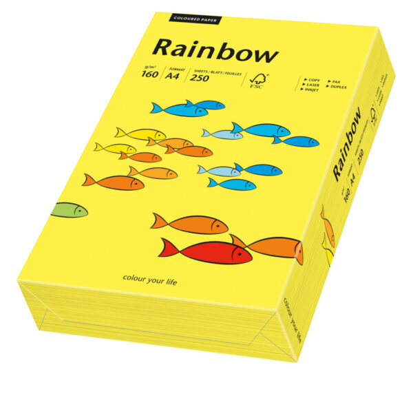 Rainbow kulørt kopiappir 160g. A3 gul 14