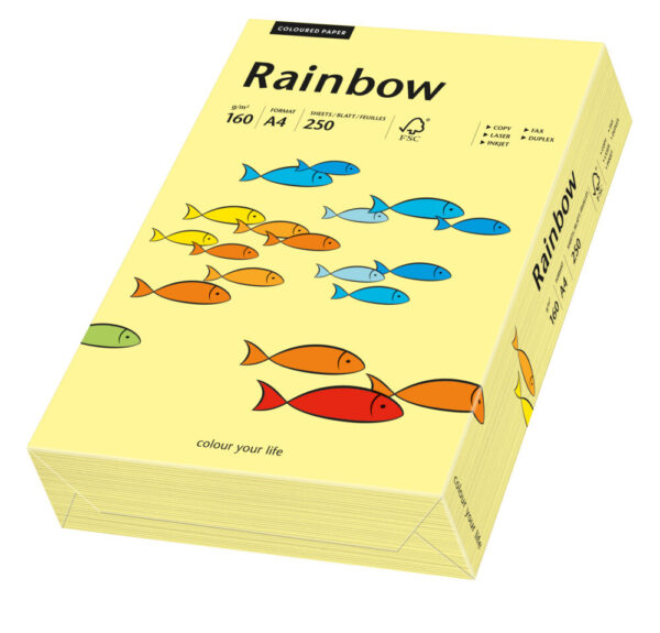 Rainbow kulørt kopiappir 160g. A3 lys gul 12
