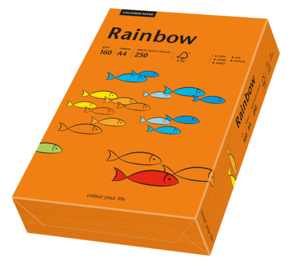 Rainbow kulørt kopiappir 160g. A3 mørk orange 26