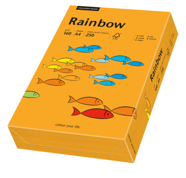 Rainbow kulørt kopiappir 160g. A3 orange 24