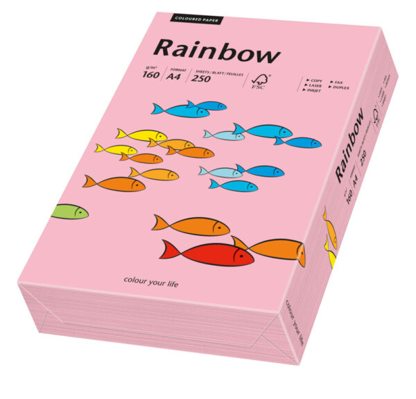 Rainbow kulørt kopiappir 160g. A3 pink 55
