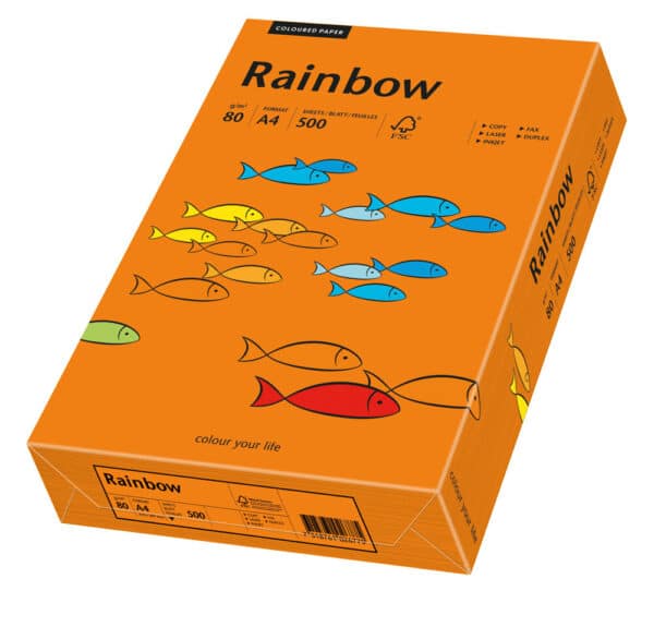 Rainbow kulørt kopiappir 80g. A3 mørk orange 26