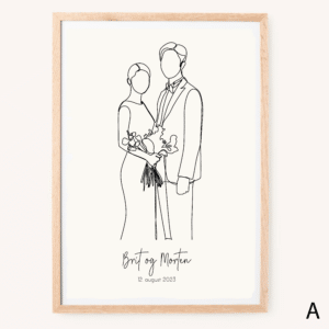 Bryllups plakat med dato - A3 / A4 ramme (+99kr.)